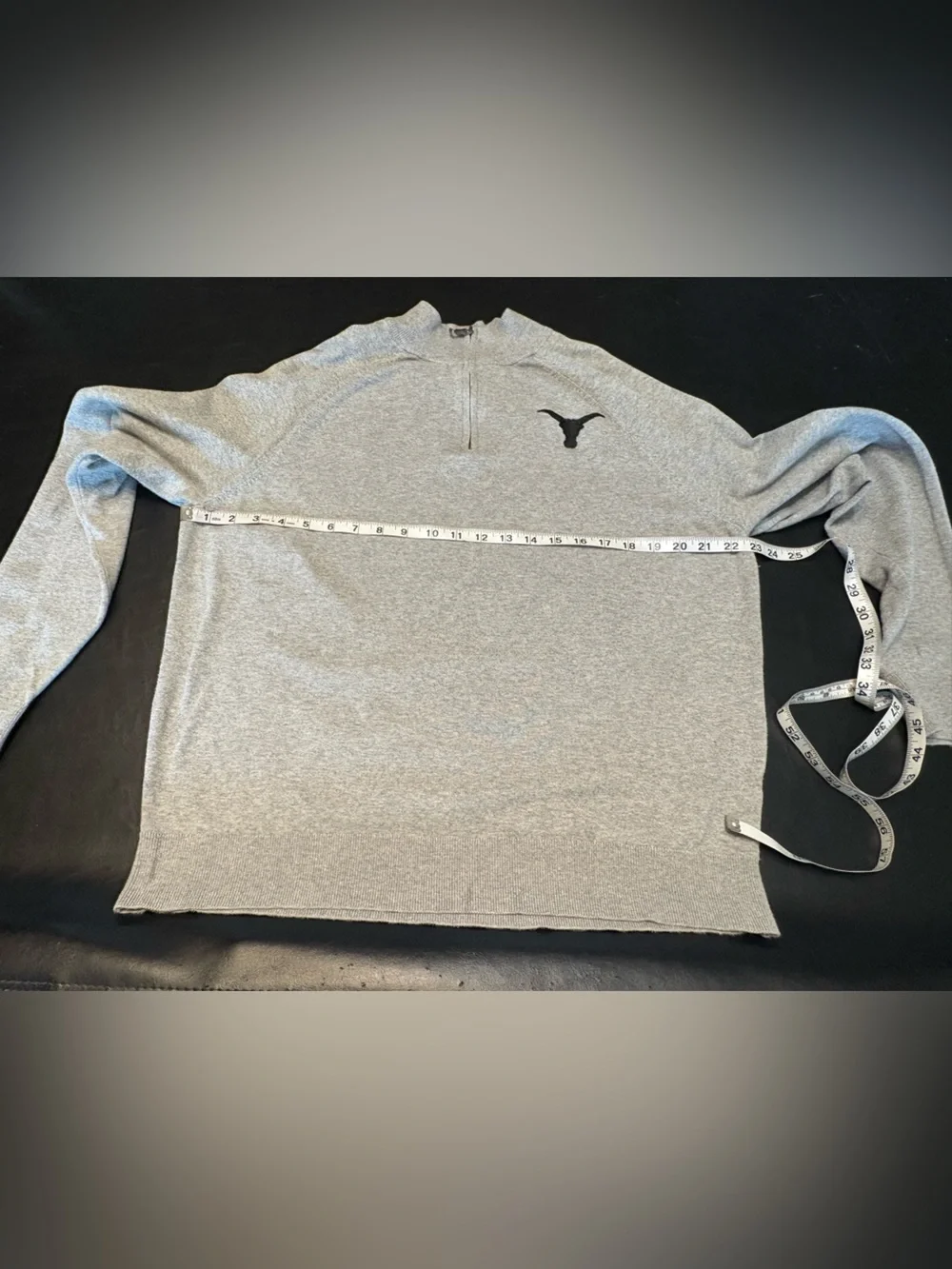 Brooks Brothers Gray Half-Zip Sweater with Black Longhorn Motif size L